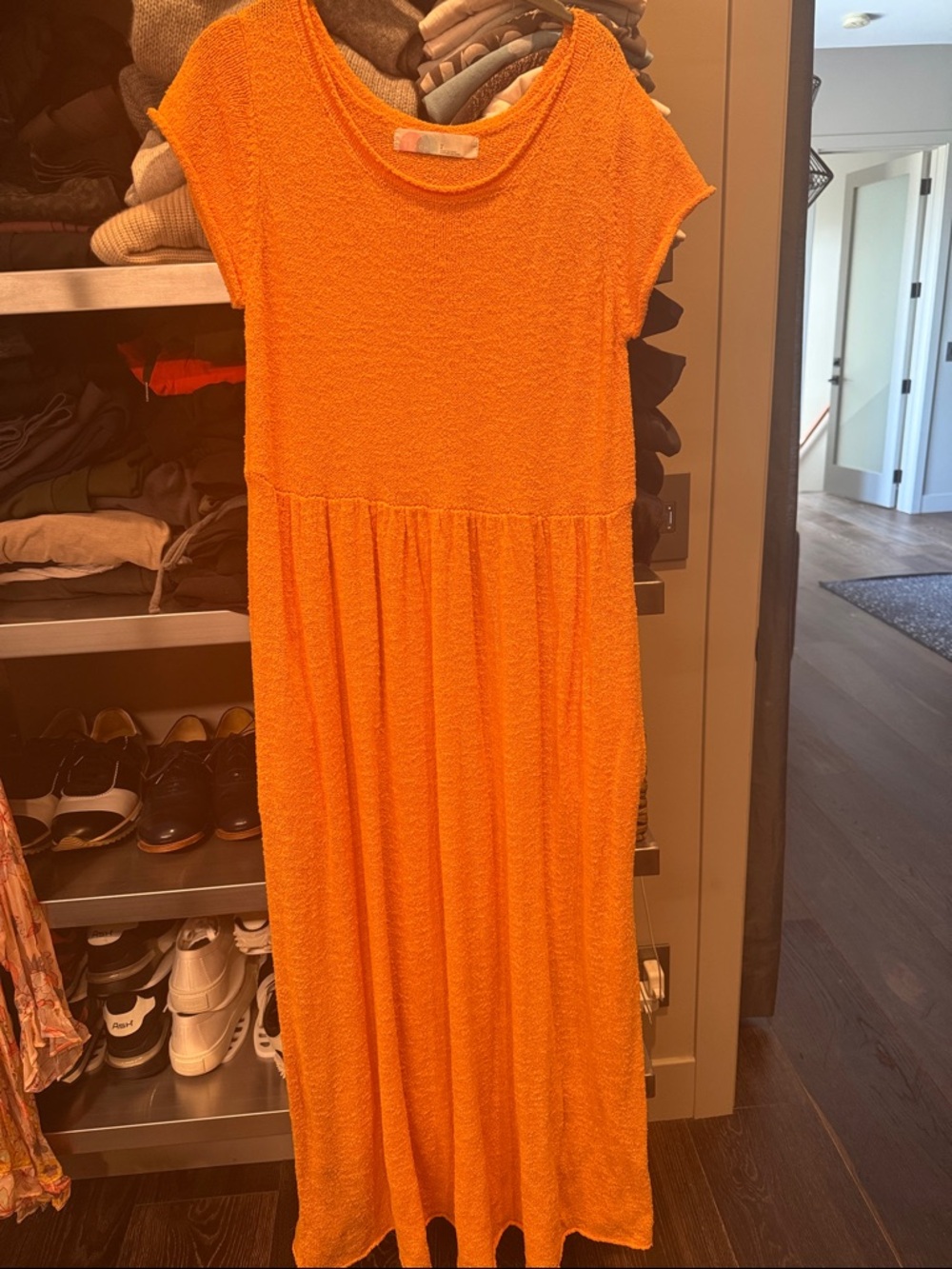 Free People Beach Orange Maxi Dress Cotton SzL Never Worn